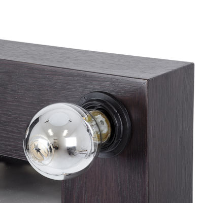 GloboStar® MAKEUP MIRROR-60x90-2 Μοντέρνος Καθρέπτης Μακιγιάζ με Πλαίσιο Φυσικού Ξύλου με Διακόπτη On/Off 10 x E27 AC220-240V - Μ60 x Π7 x Υ90cm - Καφέ Wenge