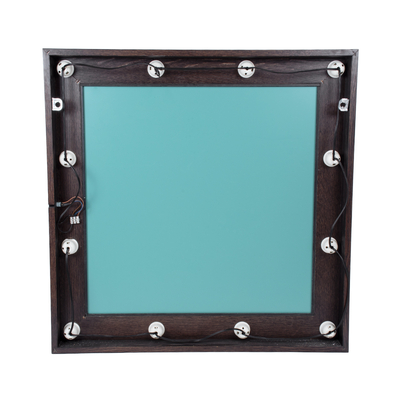 GloboStar® MAKEUP MIRROR-80x80-2 Μοντέρνος Καθρέπτης Μακιγιάζ με Πλαίσιο Φυσικού Ξύλου με Διακόπτη On/Off 12 x E27 AC220-240V - Μ80 x Π7 x Υ80cm - Καφέ Wenge