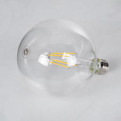 GLOBOSTAR® BUBBLE 99013 Λάμπα E27 G125 LED 8W 800lm 360° AC 220-240V IP20 Θερμό Λευκό 2700K Dimmable - Long Filament Chip - Διάφανο - Μ12.5 x Π12.5 x Υ18cm - 3 Χρόνια Εγγύηση