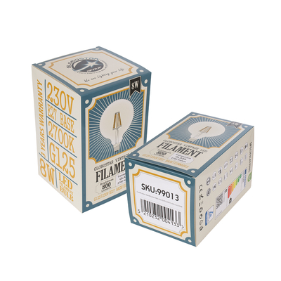 GLOBOSTAR® BUBBLE 99013 Λάμπα E27 G125 LED 8W 800lm 360° AC 220-240V IP20 Θερμό Λευκό 2700K Dimmable - Long Filament Chip - Διάφανο - Μ12.5 x Π12.5 x Υ18cm - 3 Χρόνια Εγγύηση