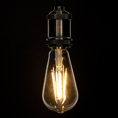 GLOBOSTAR® PEAR 99017 Λάμπα E27 ST64 LED 10W 1000lm 360° AC 220-240V IP20 Θερμό Λευκό 2700K Dimmable - Long Filament Chip - Διάφανο - Μ6.4 x Π6.4 x Υ14cm - 3 Χρόνια Εγγύηση