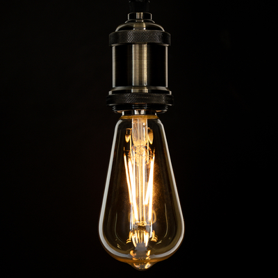 GLOBOSTAR® PEAR 99046 Λάμπα E27 ST64 LED 8W 720lm 360° AC 220-240V IP20 Ultra Θερμό Λευκό 2200K Dimmable - Long Filament Chip - Μελί - Μ6.4 x Π6.4 x Υ14cm - 3 Χρόνια Εγγύηση