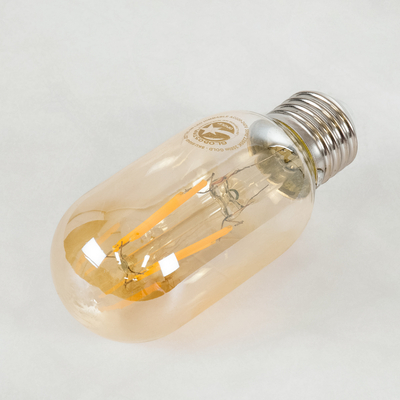 GLOBOSTAR® TUBIS 99048 Λάμπα Σωλήνας E27 T45 LED 4W 350lm 360° AC 220-240V IP20 Ultra Θερμό Λευκό 2200K Dimmable - Long Filament Chip - Μελί - Μ4.5 x Π4.5 x Υ11cm - 3 Χρόνια Εγγύηση