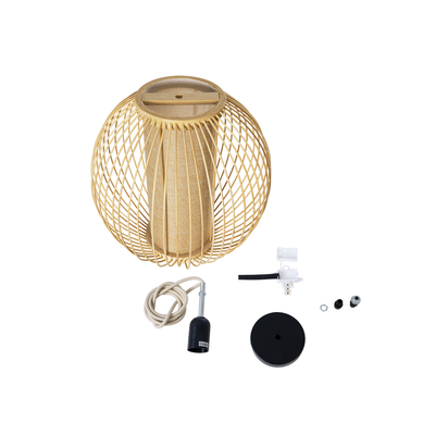 GLOBOSTAR® HIBISCUS 01934 Boho Κρεμαστό Φωτιστικό Οροφής με Ντουί 1 x E27 AC 220-240V IP20 - Μπεζ - Μ28 x Π28 x Υ28cm