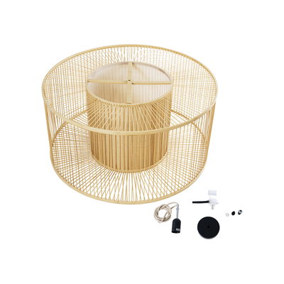 GLOBOSTAR® HIBISCUS 01936 Boho Κρεμαστό Φωτιστικό Οροφής με Ντουί 1 x E27 AC 220-240V IP20 - Μπεζ - Μ80 x Π80 x Υ38cm