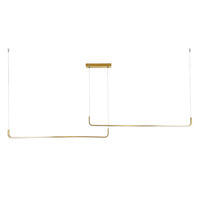 GLOBOSTAR® LINARIA DUO 60926 Μοντέρνο Κρεμαστό Φωτιστικό Οροφής LED 72W 8300lm 200° AC 220-240V IP20 Ρυθμιζόμενο Λευκό CCT με Χειριστήριο από 2700K έως 6000K Dimmable - Lumileds SMD Chip - Χρυσό Βούρτσας - Μ220 x Π4 x Υ25cm - 3 Χρόνια Εγγύηση