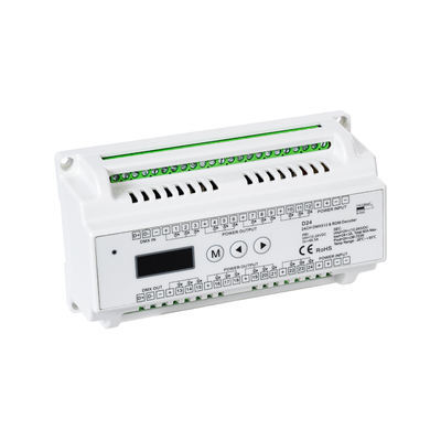 GloboStar® 71450 D24 SKYDANCE DC DMX & RDM Dimmer Din Rail Ράγας High Speed Controller / Decoder 24 Καναλιών DC 12-24V 24 x 3A 72W - Max 72.5A 1740W - IP20 Μ16 x Π9 x Υ6cm - 5 Years Warranty