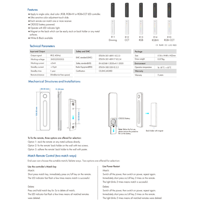 GLOBOSTAR® SKYDANCE-R11 71572 RF Ασύρματο Χειριστήριο Αφής 1 Group για όλα τα Μονόχρωμα SKYDANCE Controller - DC 3V 1 x CR2032 IP20 - RF2.4Ghz - Μ14 x Π3.5 x Υ1.1cm - 5 Χρόνια Εγγύηση