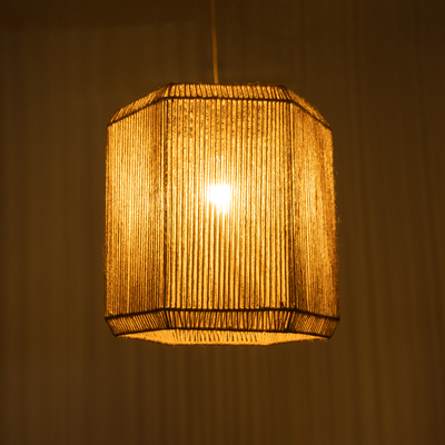 GLOBOSTAR® CAYMAN 00519 Boho Κρεμαστό Φωτιστικό Οροφής με Ντουί 1 x E27 AC 220-240V IP20 - Μπεζ - Μ40 x Π40 x Υ40cm