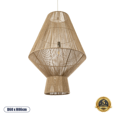 GLOBOSTAR® CAYMAN 01854 Boho Κρεμαστό Φωτιστικό Οροφής με Ντουί 1 x E27 AC 220-240V IP20 - Μπεζ - Μ60 x Π60 x Υ86cm