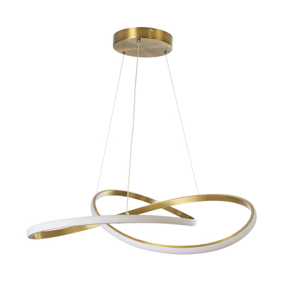 GLOBOSTAR® DEXTER 60916 Μοντέρνο Κρεμαστό Φωτιστικό Οροφής LED 90W 10080lm 300° AC 220-240V IP20 Ρυθμιζόμενο Λευκό CCT με Χειριστήριο από 2700K έως 6000K Dimmable - Lumileds SMD Chip - Χρυσό Βούρτσας - Μ73 x Π73 x Υ16cm - 3 Χρόνια Εγγύηση