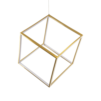 GLOBOSTAR® KIBOO 60930 Μοντέρνο Κρεμαστό Φωτιστικό Οροφής LED 36W 4150lm 360° AC 220-240V IP20 Ρυθμιζόμενο Λευκό CCT με Χειριστήριο από 2700K έως 6000K Dimmable - Lumileds SMD Chip - Χρυσό Βούρτσας - Μ40 x Π40 x Υ40cm - 3 Χρόνια Εγγύηση