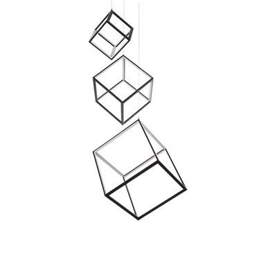 GLOBOSTAR® KIBOO-TRIO 60931 Μοντέρνο Κρεμαστό Φωτιστικό Οροφής LED 90W 10350lm 360° AC 220-240V IP20 Ρυθμιζόμενο Λευκό CCT με Χειριστήριο από 2700K έως 6000K Dimmable - Lumileds SMD Chip - Μαύρο Ματ - Μ60 x Π60 x Υ80cm - 3 Χρόνια Εγγύηση