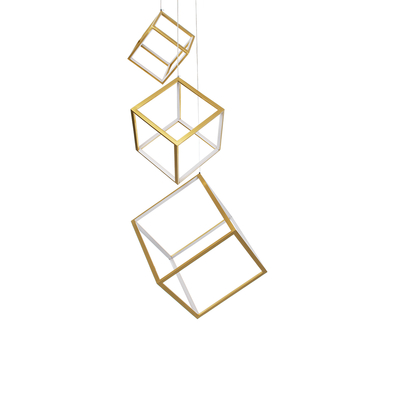 GLOBOSTAR® KIBOO-TRIO 60932 Μοντέρνο Κρεμαστό Φωτιστικό Οροφής LED 90W 10350lm 360° AC 220-240V IP20 Ρυθμιζόμενο Λευκό CCT με Χειριστήριο από 2700K έως 6000K Dimmable - Lumileds SMD Chip - Χρυσό - Μ60 x Π60 x Υ80cm - 3 Χρόνια Εγγύηση