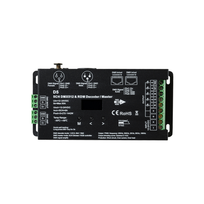 GloboStar® 71448 D5 SKYDANCE DC DMX & RDM Dimmer High Speed Controller / Decoder 5 Καναλιών DC 12-24V 5 x 6A 144W - Max 30A 864W - IP20 Μ17 x Π8 x Υ4cm - 5 Years Warranty