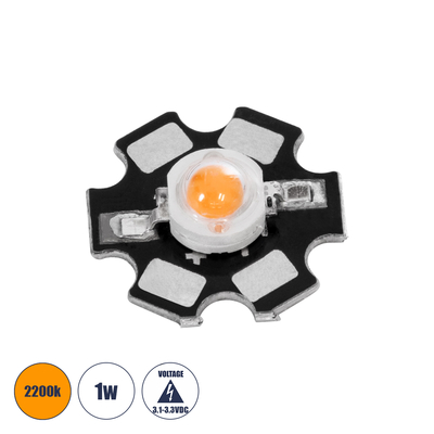 GloboStar® 73755 High Power Star LED - Υψηλής Ισχύος Star LED 1W DC 3.2V Ultra Θερμό Λευκό 2200K Φ2 x Υ0.6cm - 2 Χρόνια Εγγύηση