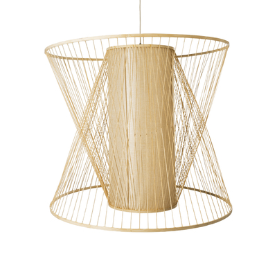 GLOBOSTAR® HIBISCUS 01926 Boho Κρεμαστό Φωτιστικό Οροφής με Ντουί 1 x E27 AC 220-240V IP20 - Μπεζ - Μ100 x Π100 x Υ90cm