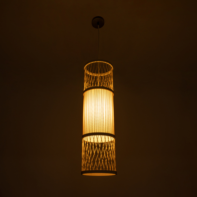 GLOBOSTAR® HIBISCUS 01933 Boho Κρεμαστό Φωτιστικό Οροφής με Ντουί 1 x E27 AC 220-240V IP20 - Μπεζ - Μ20 x Π20 x Υ70cm