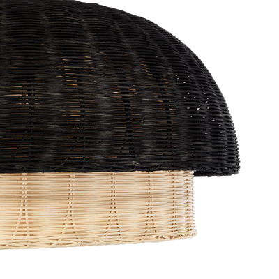 GLOBOSTAR® CORSICA 02216 Boho Κρεμαστό Φωτιστικό Οροφής με Ντουί 1 x E27 AC 220-240V IP20 - Μαύρο & Μπεζ - Μ70 x Π70 x Υ35cm