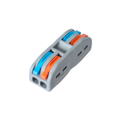 GLOBOSTAR® FAST-CONNECT 69911 Διπλή Κλέμα Ταχείας Σύνδεσης & Διακλάδωσης Καλωδίων - 2 x Είσοδοι & 2 x Έξοδοι με Συμβατή Διατομή Καλωδίων 0.08mm² έως 2.5mm² - 250V/4KV 32A Max IP20 - Γκρι με Πορτοκαλί & Μπλε - Μ2 x Π4 x Υ1.5cm - Πακέτο 5 Τεμαχίων