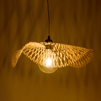 GLOBOSTAR® MELEMELE 01840 Boho Κρεμαστό Φωτιστικό Οροφής με Ντουί 1 x E27 AC 220-240V IP20 - Μπεζ - Μ50 x Π50 x Υ7cm