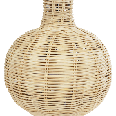 GloboStar® HASUMI 01959 Boho Επιτραπέζιο Φωτιστικό Πορτατίφ Μονόφωτο 1 x E27 IP20 Μπεζ Ξύλο με Λευκό Ύφασμα - Μ30 x Π30 x Υ50cm