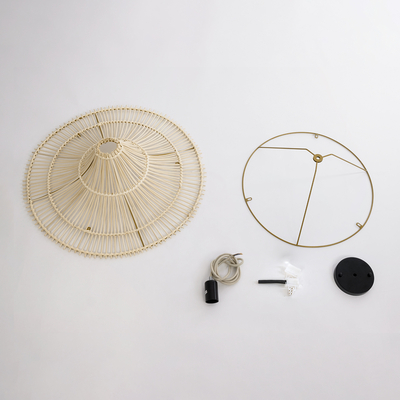 GLOBOSTAR® PALERMO 02152 Boho Κρεμαστό Φωτιστικό Οροφής με Ντουί 1 x E27 AC 220-240V IP20 - Μπεζ - Μ60 x Π60 x Υ36cm