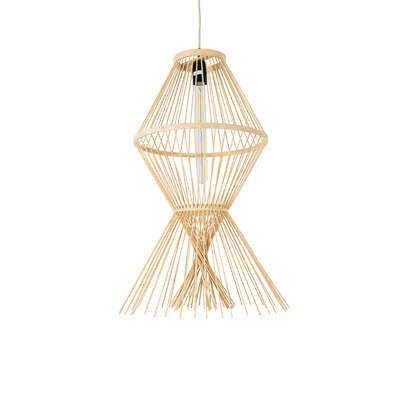GLOBOSTAR® YOSHI 01928 Boho Κρεμαστό Φωτιστικό Οροφής με Ντουί 1 x E27 AC 220-240V IP20 - Μπεζ - Μ35 x Π35 x Υ60cm