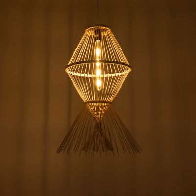 GLOBOSTAR® YOSHI 01928 Boho Κρεμαστό Φωτιστικό Οροφής με Ντουί 1 x E27 AC 220-240V IP20 - Μπεζ - Μ35 x Π35 x Υ60cm