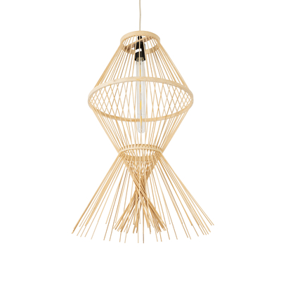 GLOBOSTAR® YOSHI 01928 Boho Κρεμαστό Φωτιστικό Οροφής με Ντουί 1 x E27 AC 220-240V IP20 - Μπεζ - Μ35 x Π35 x Υ60cm