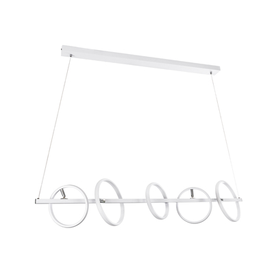 GLOBOSTAR® CIRCOLARE 61320 Μοντέρνο Κρεμαστό Φωτιστικό Οροφής LED 75W 8400lm 360° AC 220-240V IP20 Ρυθμιζόμενο Λευκό CCT με Χειριστήριο από 2700K έως 6000K Dimmable - Lumileds SMD Chip - Λευκό Ματ - Μ120 x Π25 x Υ25cm - 3 Χρόνια Εγγύηση