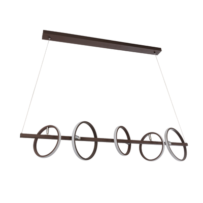 GLOBOSTAR® CIRCOLARE 61321 Μοντέρνο Κρεμαστό Φωτιστικό Οροφής LED 75W 8400lm 360° AC 220-240V IP20 Ρυθμιζόμενο Λευκό CCT με Χειριστήριο από 2700K έως 6000K Dimmable - Lumileds SMD Chip - Καφέ - Μ120 x Π25 x Υ25cm - 3 Χρόνια Εγγύηση