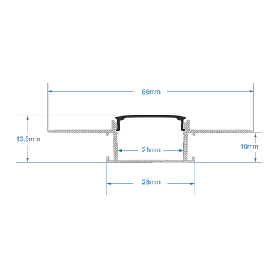 GloboStar® PLASTERBOARD-PROFILE 70820-1M Προφίλ Αλουμινίου - Βάση & Ψύκτρα Ταινίας LED με Μαύρο Φιμέ Κάλυμμα - Χωνευτή Χρήση σε Γυψοσανίδα - Trimless - Πατητό Κάλυμμα - Ασημί - 1 Μέτρο - Μ100 x Π6.7 x Υ1.4cm