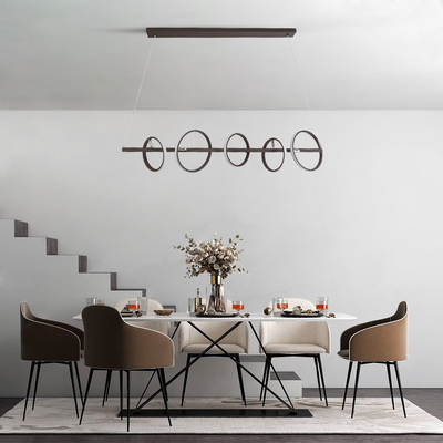 GLOBOSTAR® CIRCOLARE 61321 Μοντέρνο Κρεμαστό Φωτιστικό Οροφής LED 75W 8400lm 360° AC 220-240V IP20 Ρυθμιζόμενο Λευκό CCT με Χειριστήριο από 2700K έως 6000K Dimmable - Lumileds SMD Chip - Καφέ - Μ120 x Π25 x Υ25cm - 3 Χρόνια Εγγύηση