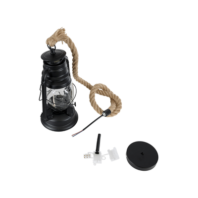 GLOBOSTAR® BARBAROSSA 01704 Vintage Κρεμαστό Φωτιστικό Οροφής με Ντουί 1 x E27 AC 220-240V IP20 - Μαύρο - Μ18 x Π18 x Υ28cm