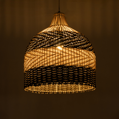 GLOBOSTAR® BARBADOS 01944 Boho Κρεμαστό Φωτιστικό Οροφής με Ντουί 1 x E27 AC 220-240V IP20 - Μπεζ & Λαδί - Μ40 x Π40 x Υ45cm