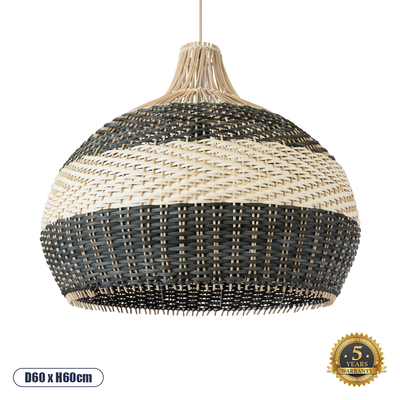 GLOBOSTAR® BARBADOS 01947 Boho Κρεμαστό Φωτιστικό Οροφής με Ντουί 1 x E27 AC 220-240V IP20 - Μπεζ & Λαδί - Μ60 x Π60 x Υ60cm