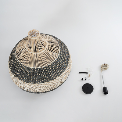 GLOBOSTAR® BARBADOS 01947 Boho Κρεμαστό Φωτιστικό Οροφής με Ντουί 1 x E27 AC 220-240V IP20 - Μπεζ & Λαδί - Μ60 x Π60 x Υ60cm