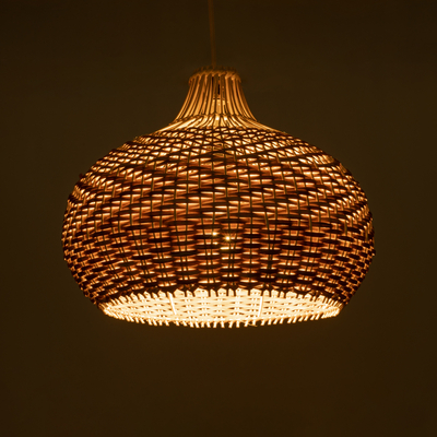 GLOBOSTAR® PANAMA 01952 Boho Κρεμαστό Φωτιστικό Οροφής με Ντουί 1 x E27 AC 220-240V IP20 - Μπεζ & Καφέ - Μ40 x Π40 x Υ34cm