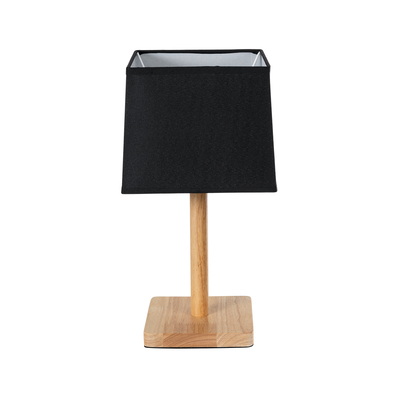 GloboStar® KOLIPE 02039 Μοντέρνο Επιτραπέζιο Φωτιστικό Πορτατίφ Μονόφωτο 1 x E27 IP20 Μπεζ Ξύλο με Μαύρο Ύφασμα - Μ20 x Π20 x Υ38cm