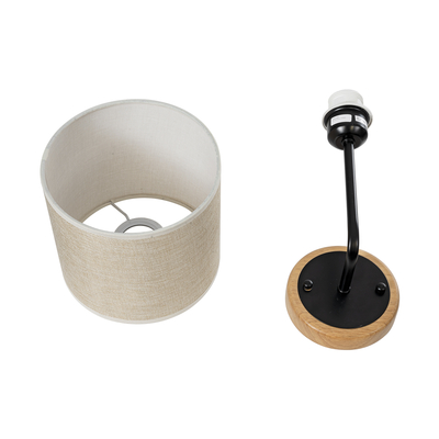 GLOBOSTAR® MANU 02043 Μοντέρνο Φωτιστικό Τοίχου - Απλίκα με Ντουί 1 x E27 AC 220-240V IP20 - Μαύρο & Μπεζ - Μ18 x Π20 x Υ37cm