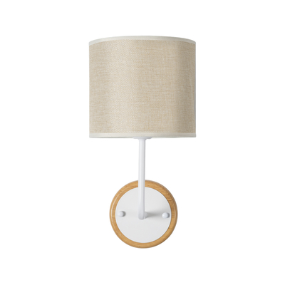 GLOBOSTAR® MANU 02044 Μοντέρνο Φωτιστικό Τοίχου - Απλίκα με Ντουί 1 x E27 AC 220-240V IP20 - Λευκό & Μπεζ - Μ18 x Π20 x Υ37cm