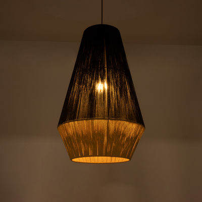 GLOBOSTAR® SALERNO 02080 Boho Κρεμαστό Φωτιστικό Οροφής με Ντουί 1 x E27 AC 220-240V IP20 - Μαύρο & Μπεζ - Μ50 x Π50 x Υ80cm