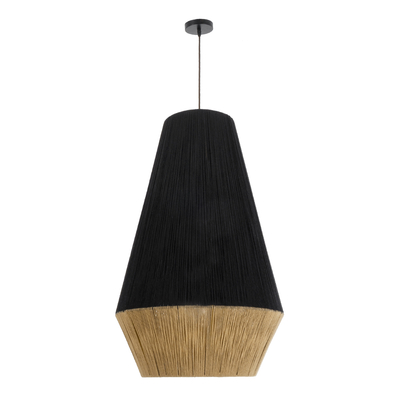 GLOBOSTAR® SALERNO 02080 Boho Κρεμαστό Φωτιστικό Οροφής με Ντουί 1 x E27 AC 220-240V IP20 - Μαύρο & Μπεζ - Μ50 x Π50 x Υ80cm