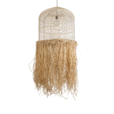 GLOBOSTAR® BASSETERRE 02163 Boho Κρεμαστό Φωτιστικό Οροφής με Ντουί 1 x E27 AC 220-240V IP20 - Μπεζ & Καφέ - Μ70 x Π70 x Υ170cm