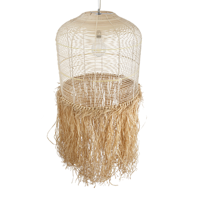 GLOBOSTAR® BASSETERRE 02163 Boho Κρεμαστό Φωτιστικό Οροφής με Ντουί 1 x E27 AC 220-240V IP20 - Μπεζ & Καφέ - Μ70 x Π70 x Υ170cm