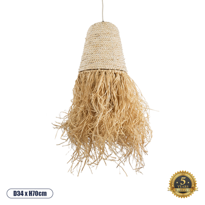 GLOBOSTAR® LETA 02189 Boho Κρεμαστό Φωτιστικό Οροφής με Ντουί 1 x E27 AC 220-240V IP20 - Μπεζ - Μ34 x Π34 x Υ70cm