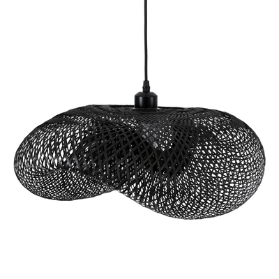 GLOBOSTAR® MEXICO 02201 Boho Κρεμαστό Φωτιστικό Οροφής με Ντουί 1 x E27 AC 220-240V IP20 - Μαύρο - Μ65 x Π45 x Υ18cm