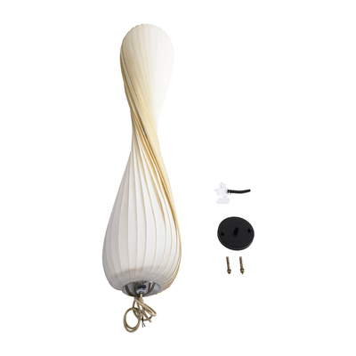 GLOBOSTAR® PRAIA 02317 Μοντέρνο Κρεμαστό Φωτιστικό Οροφής με Ντουί 2 x E27 AC 220-240V IP20 - Μπεζ & Λευκό - Μ25 x Π25 x Υ145cm