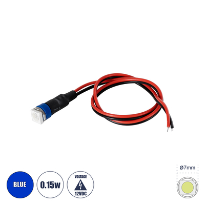 GloboStar® SMD-LED 81487 Υψηλής Ισχύος SMD LED 0.15W DC 12V - Φ0.7 x Υ2.3cm - Μπλε - Dimmable - 2 Χρόνια Εγγύηση